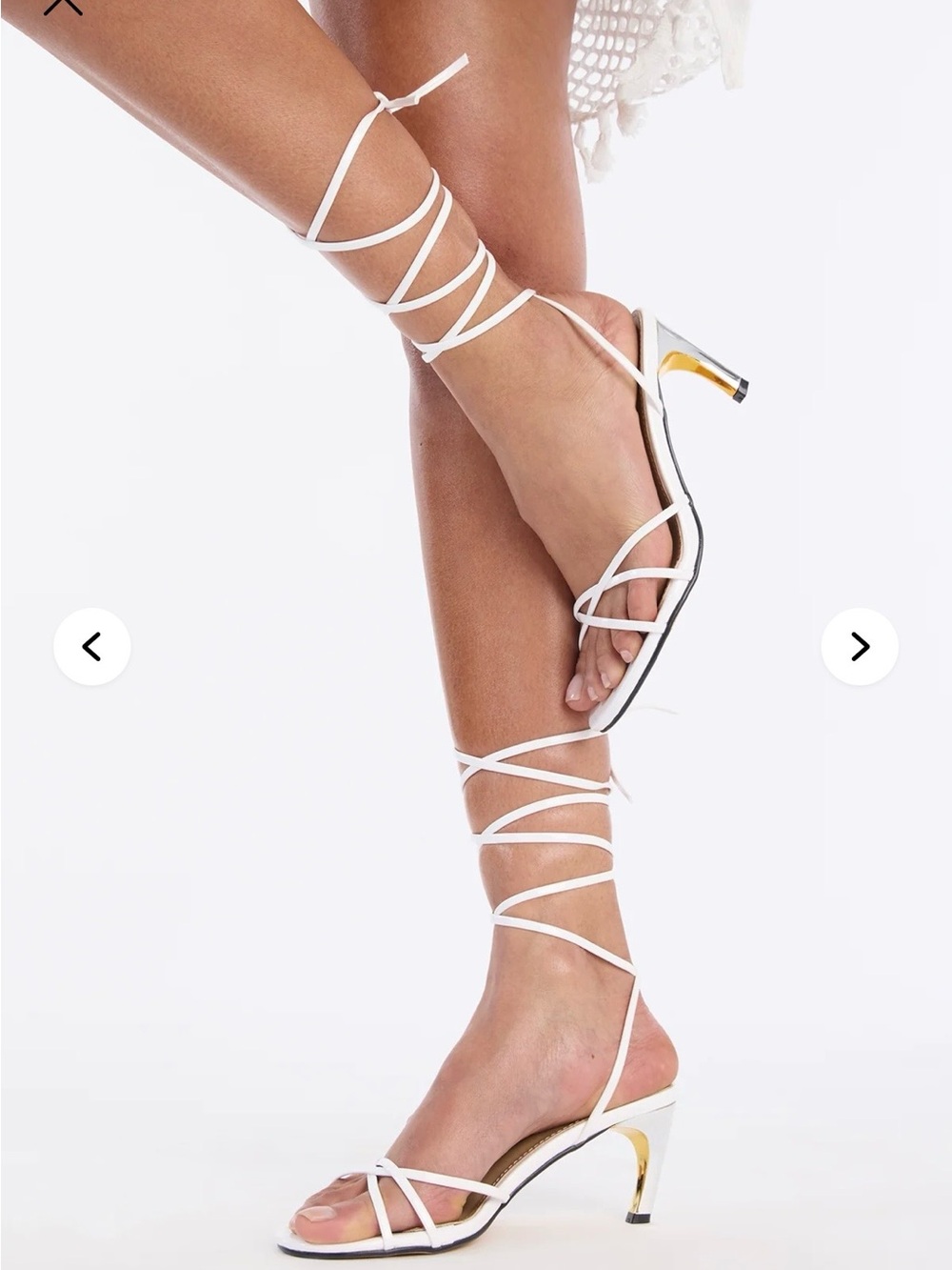 Fashion Nova White Lace-Up Strappy Heeled Sandals
